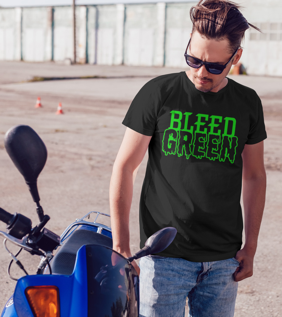 Bleed Green Dripping Neon Text T-Shirt