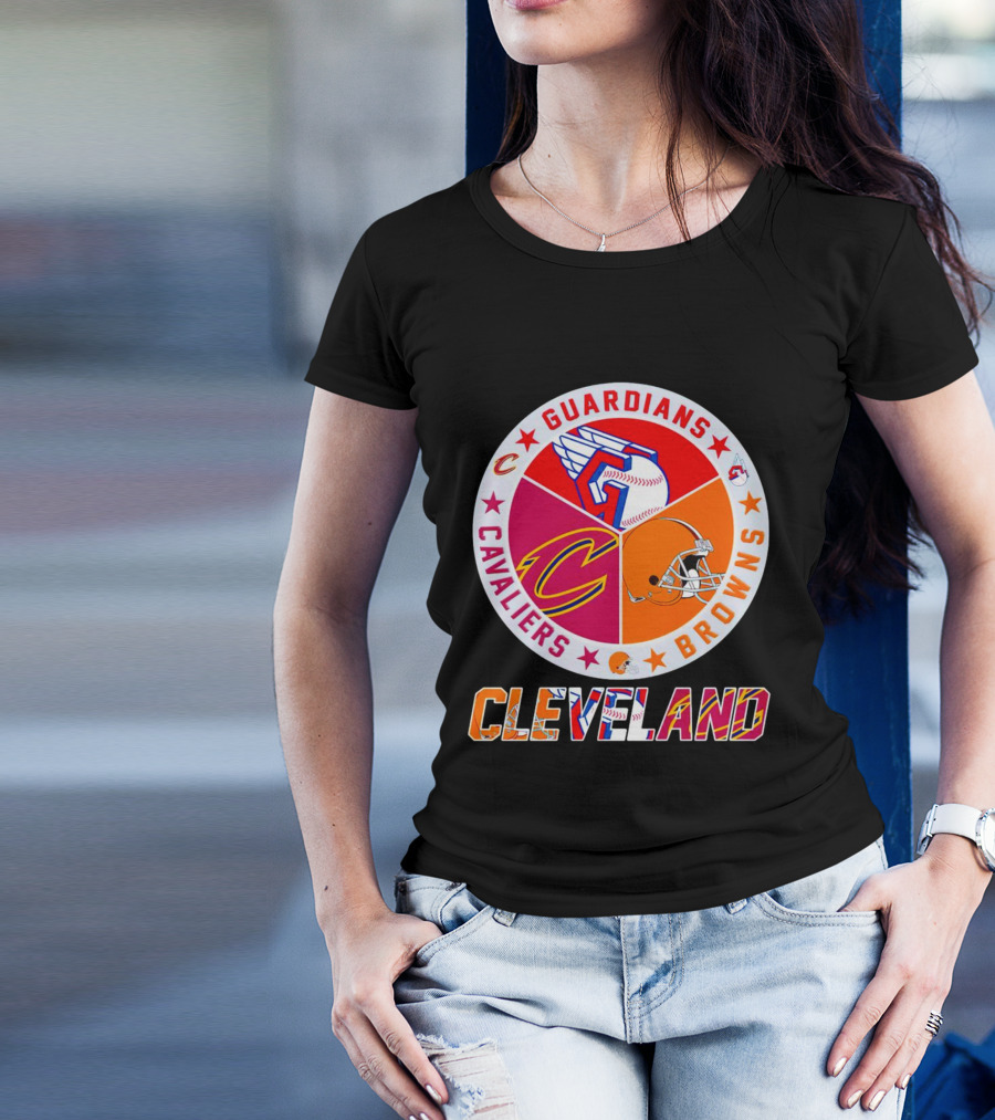 Cleveland Guardians Cavaliers Browns Logo Circle T-Shirt