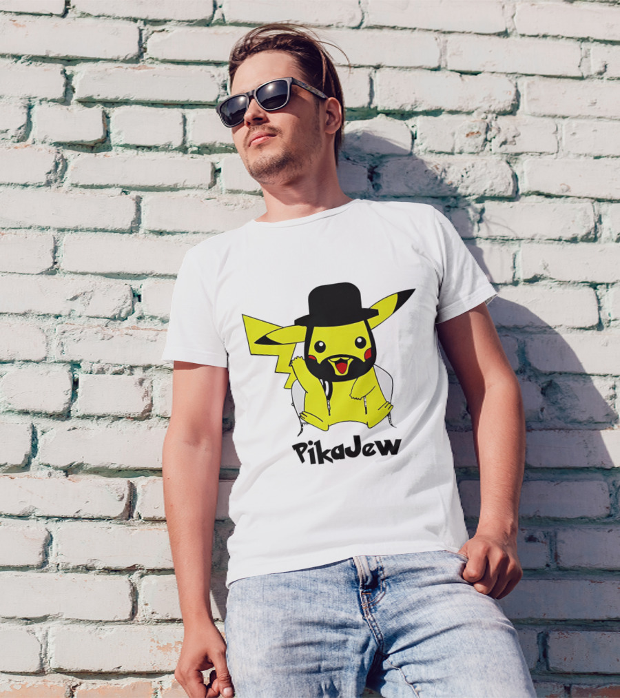 PikaJew Pikachu Hasidic Jewish Fusion Character With Yarmulke And Payot T-Shirt