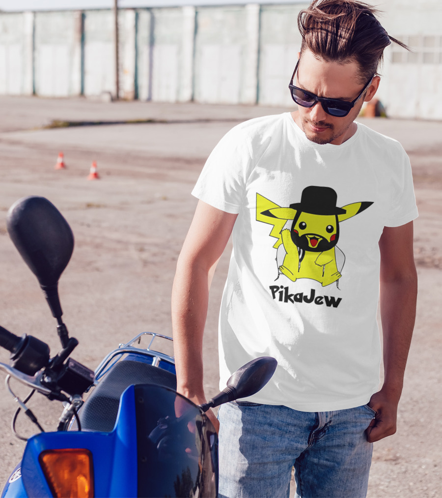 PikaJew Pikachu Hasidic Jewish Fusion Character With Yarmulke And Payot T-Shirt