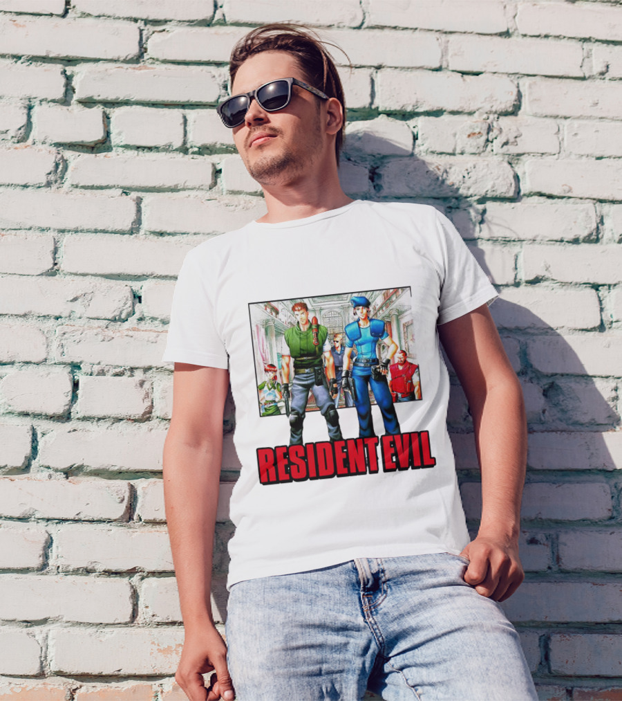 Resident Evil Classic Characters And Mansion Scene T-Shirt