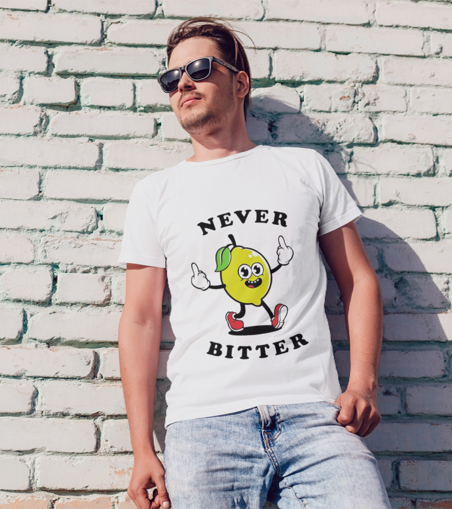 Lemon Never Bitter Playful Character With Upraised Hands T-Shirt