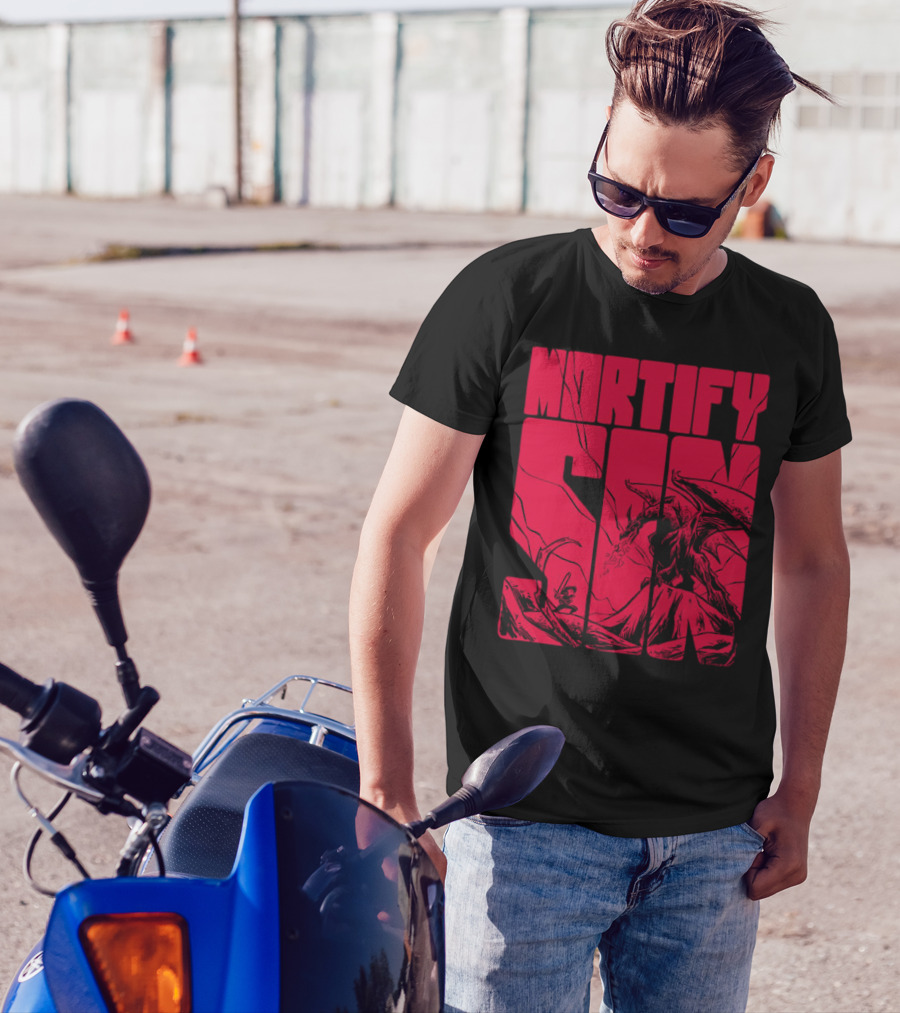 MORTIFY SIN Dark Battle With Fiery Behemoth T-Shirt