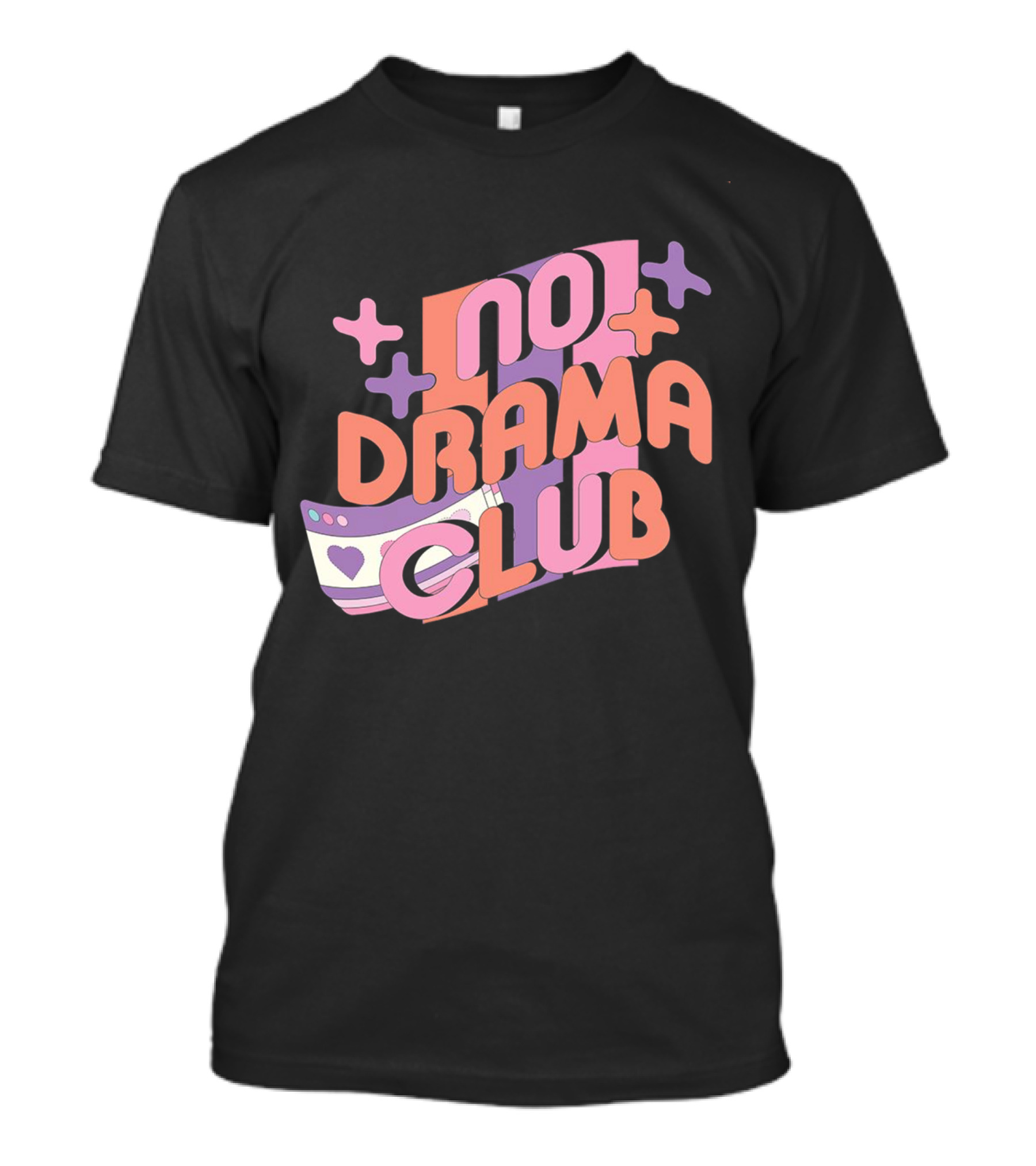 No Drama Club Cute Cartoon Heart Stripes And Shapes T-Shirt