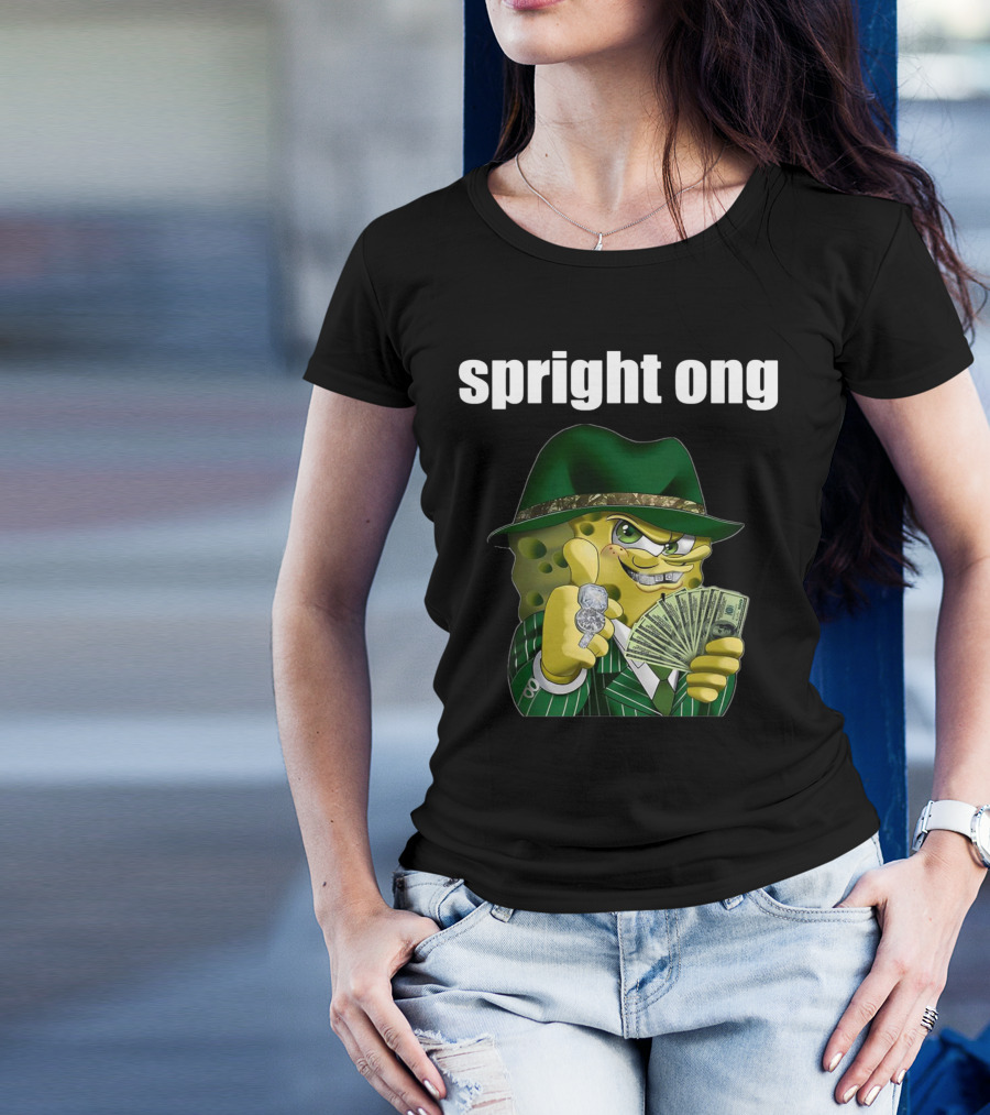Spright Ong Money Spongebob In Green Suit With Cash T-Shirt