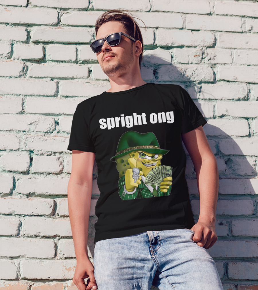 Spright Ong Money Spongebob In Green Suit With Cash T-Shirt