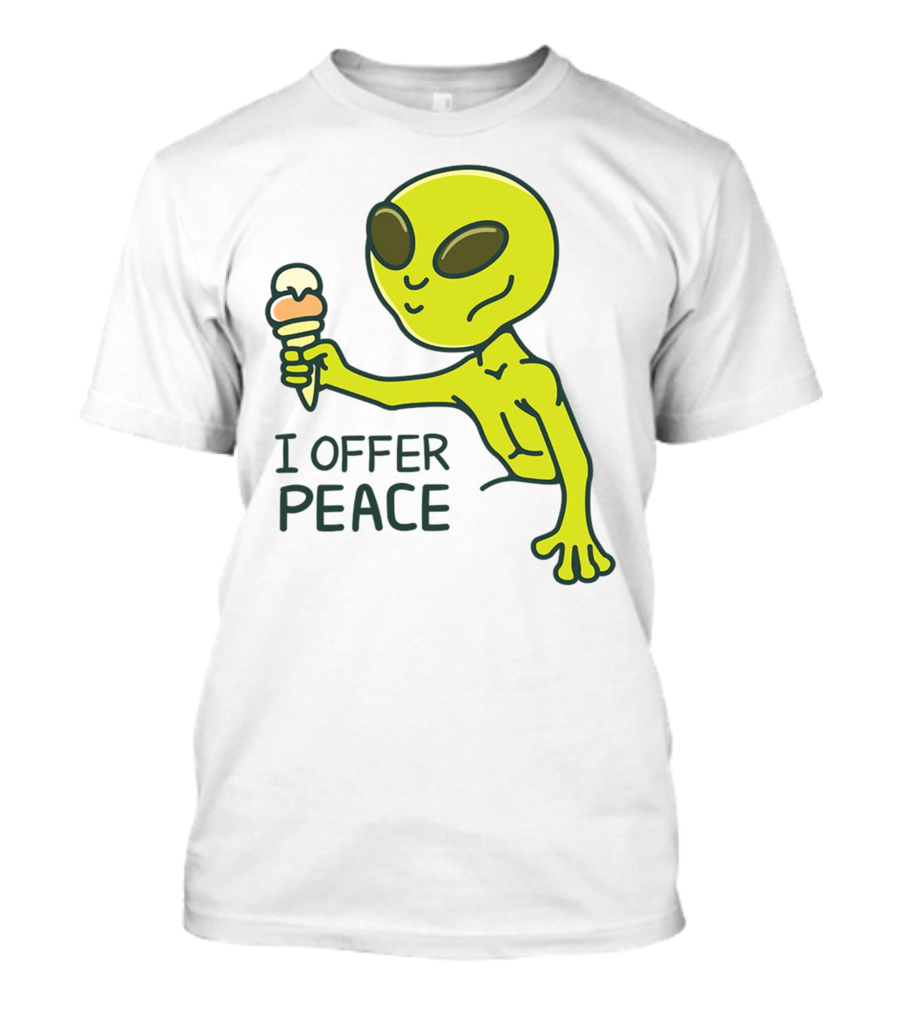Alien Offering Peace With Ice Cream Cone T-Shirt