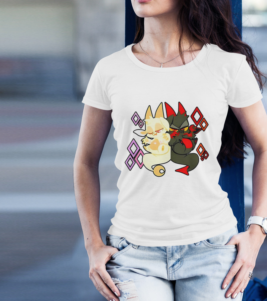 Chikn Nuggit Fwench Fwy Diamond Pattern Characters T-Shirt