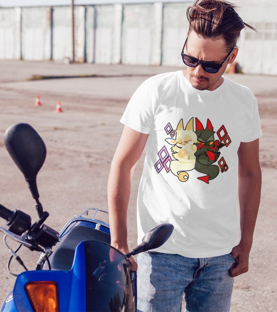 Chikn Nuggit Fwench Fwy Diamond Pattern Characters T-Shirt