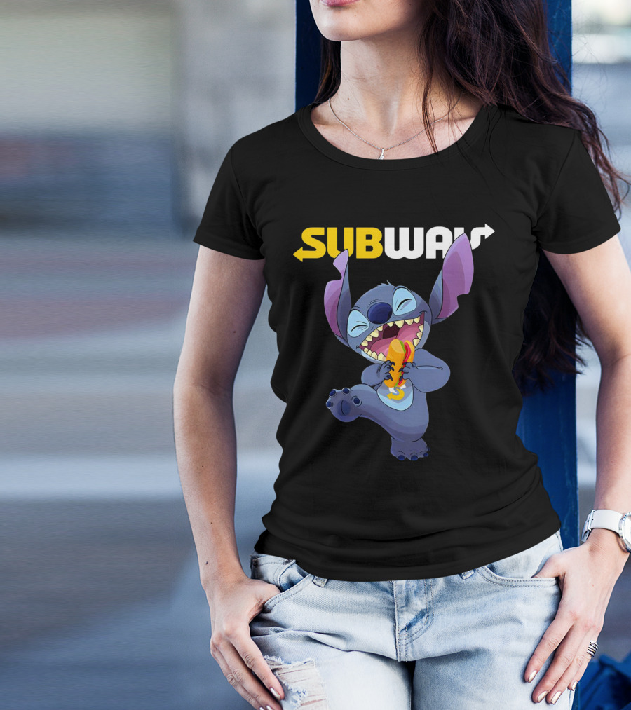 SUBWAY Stitch Eating Hotdog T-Shirt