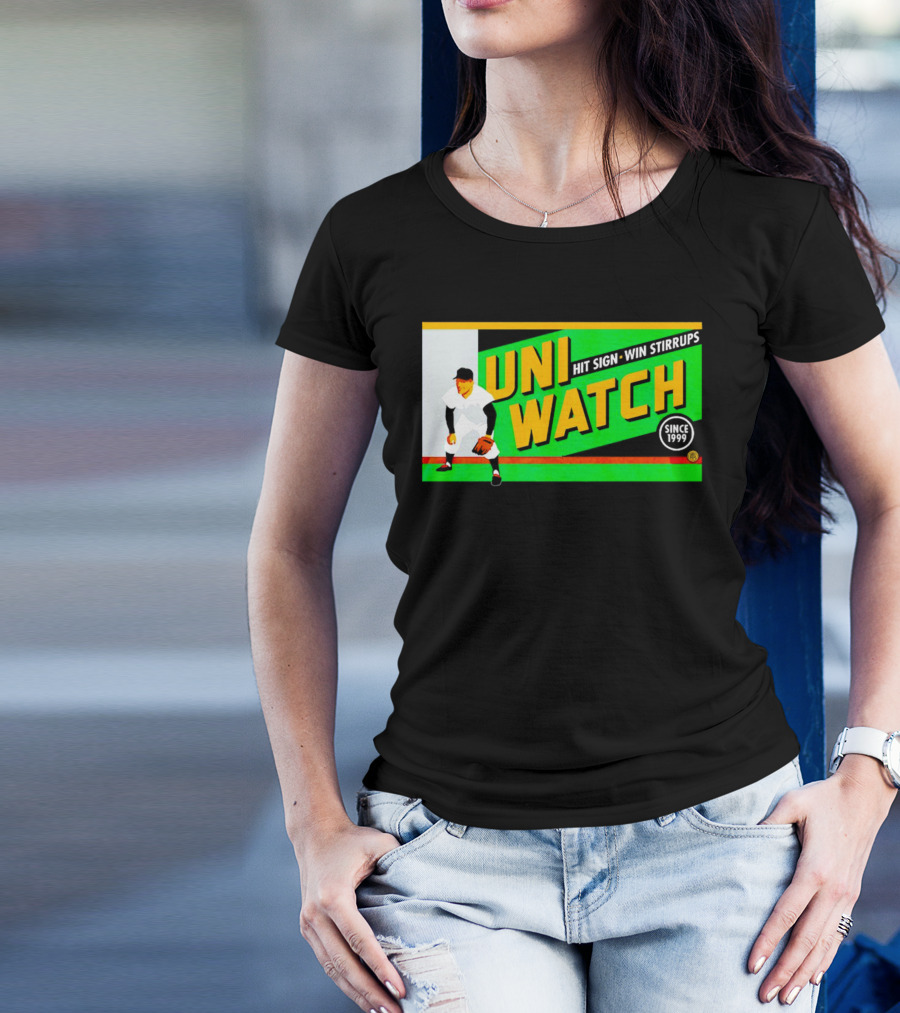 UNI WATCH Hit Sign Win Stirrups Since 1999 T-Shirt