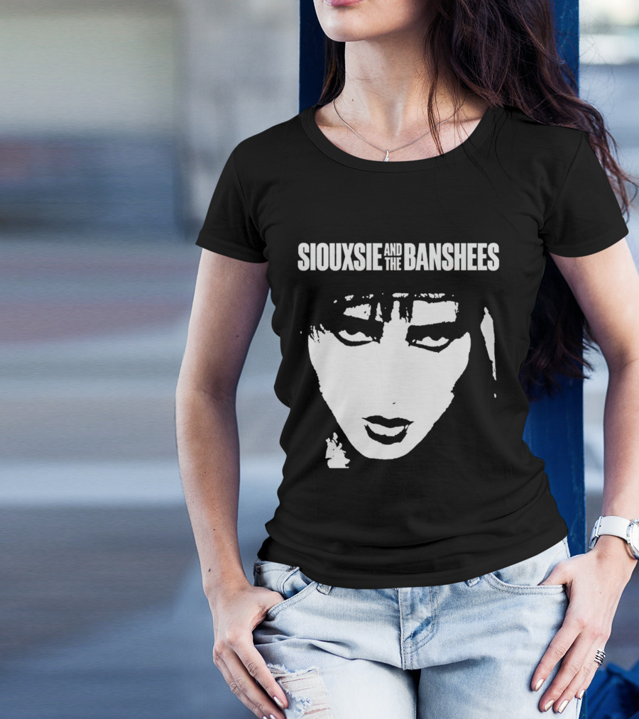 Siouxsie And The Banshees Bold Black And White Stylized Face T-Shirt