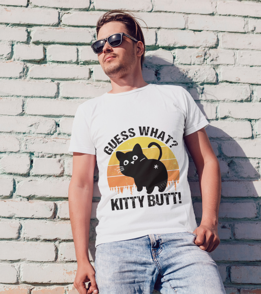 Guess What Kitty Butt Retro Sunset Forest T-Shirt