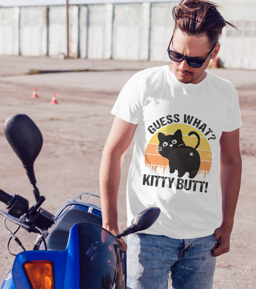 Guess What Kitty Butt Retro Sunset Forest T-Shirt