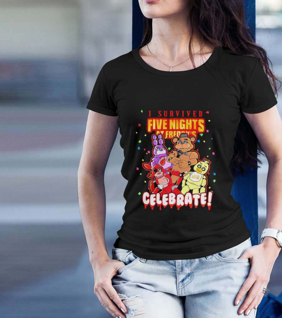 I Survived Five Nights At Freddy’s Celebrate Freddy Bonnie Chica Foxy T-Shirt