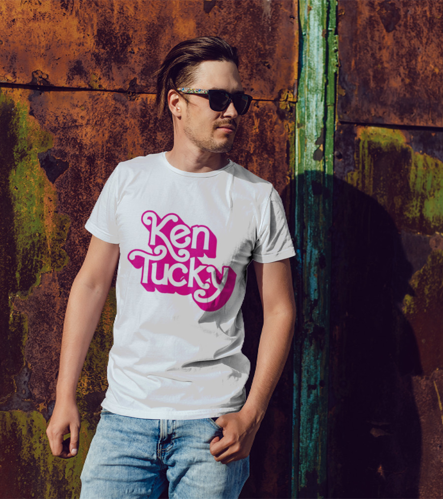 Ken Tucky Ken-Ergy Barbie Retro Bold Pink Letters T-Shirt