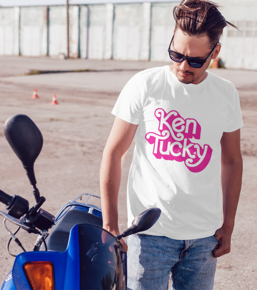 Ken Tucky Ken-Ergy Barbie Retro Bold Pink Letters T-Shirt