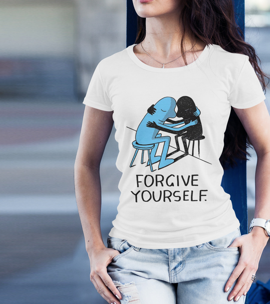 Forgive Yourself Embracing Blue And Black Figures T-Shirt