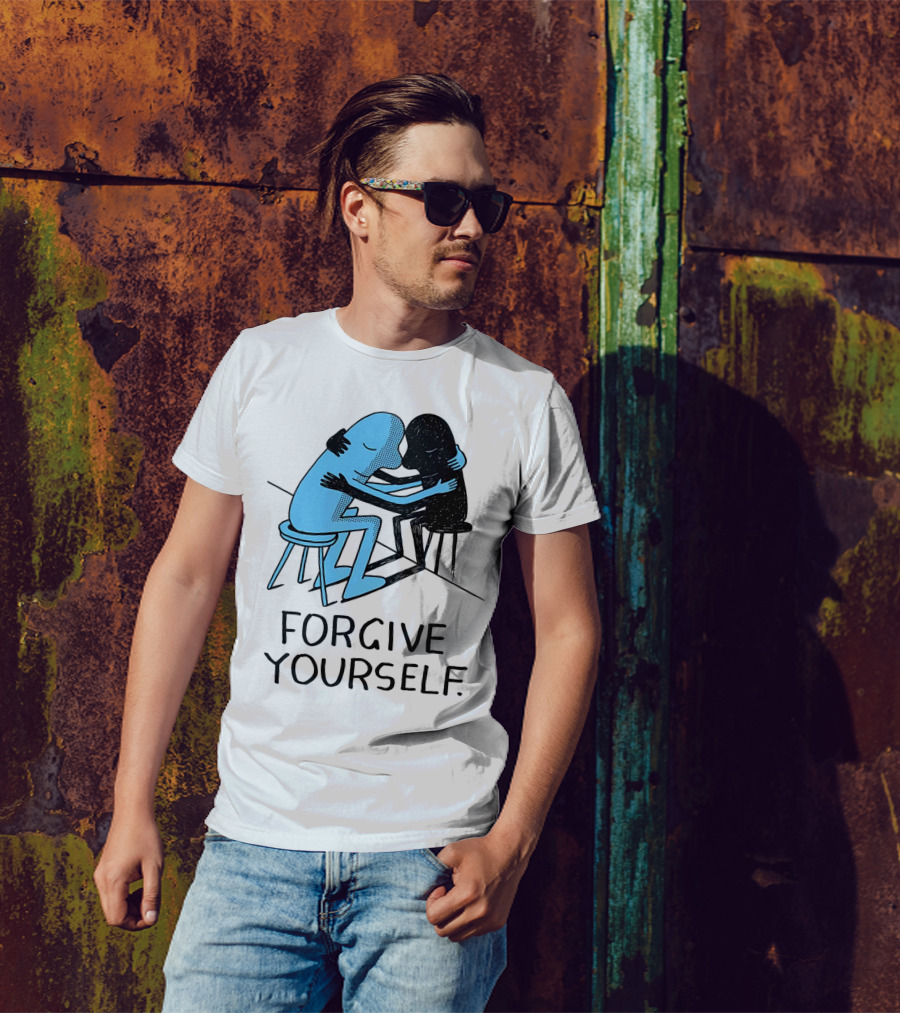 Forgive Yourself Embracing Blue And Black Figures T-Shirt