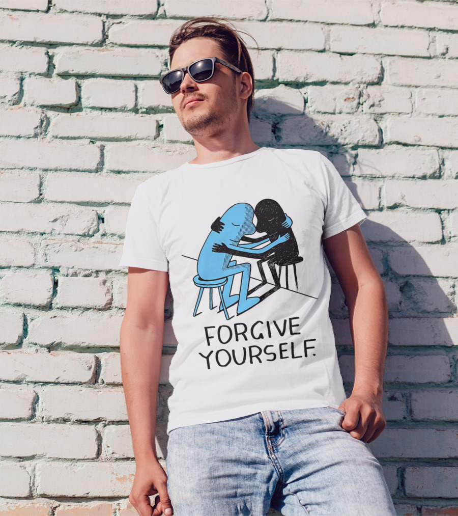 Forgive Yourself Embracing Blue And Black Figures T-Shirt