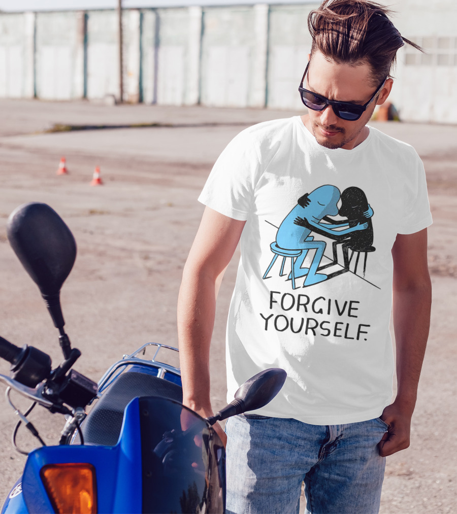 Forgive Yourself Embracing Blue And Black Figures T-Shirt