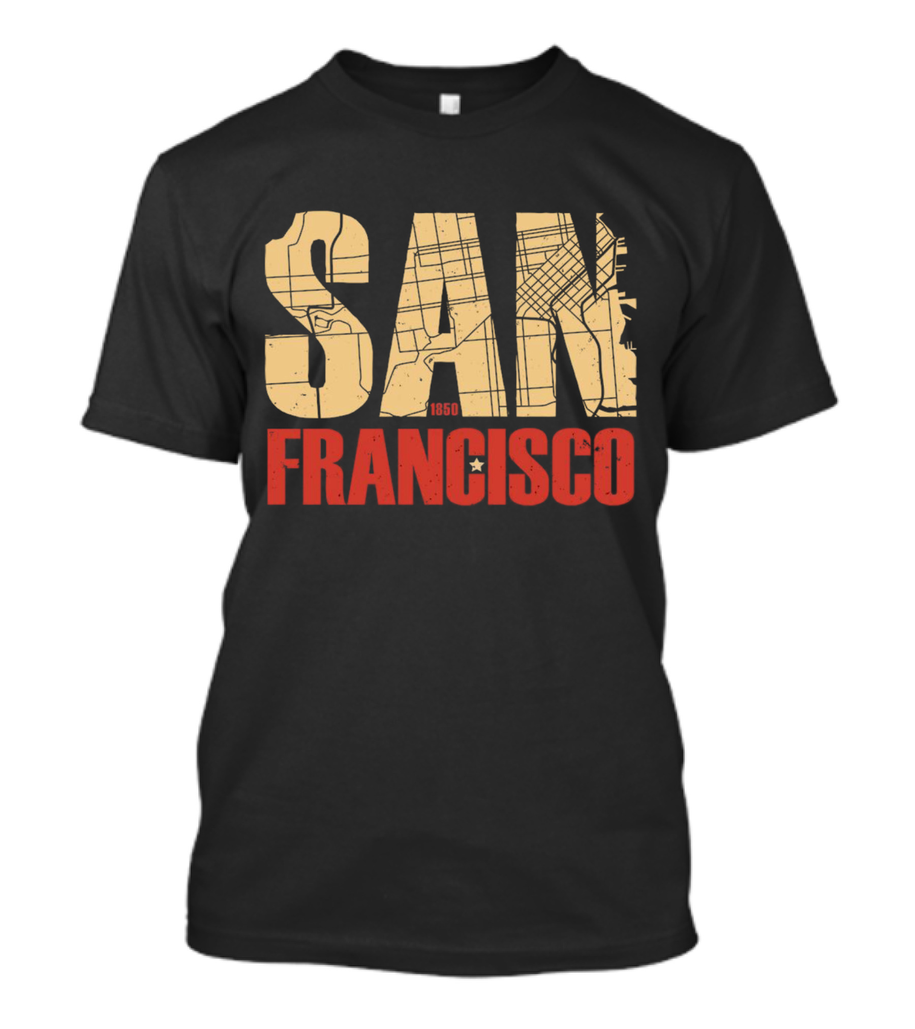 San Francisco 1850 Map Typography T-Shirt