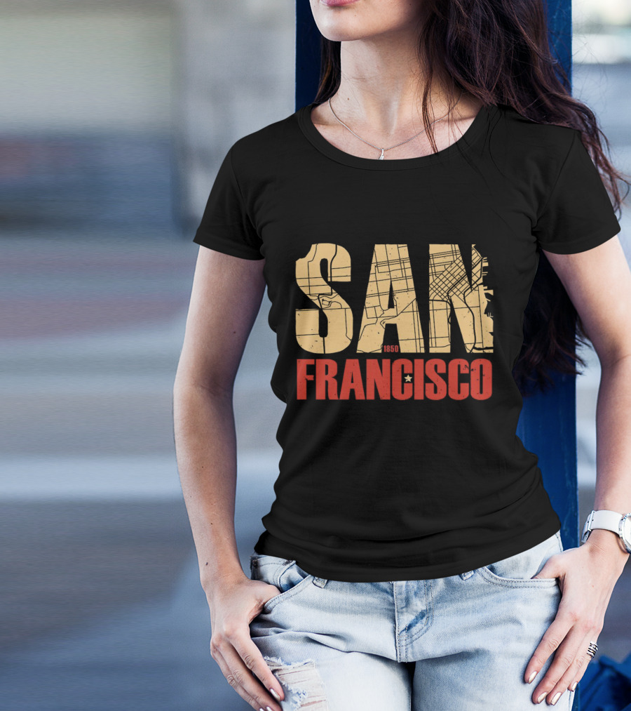 San Francisco 1850 Map Typography T-Shirt