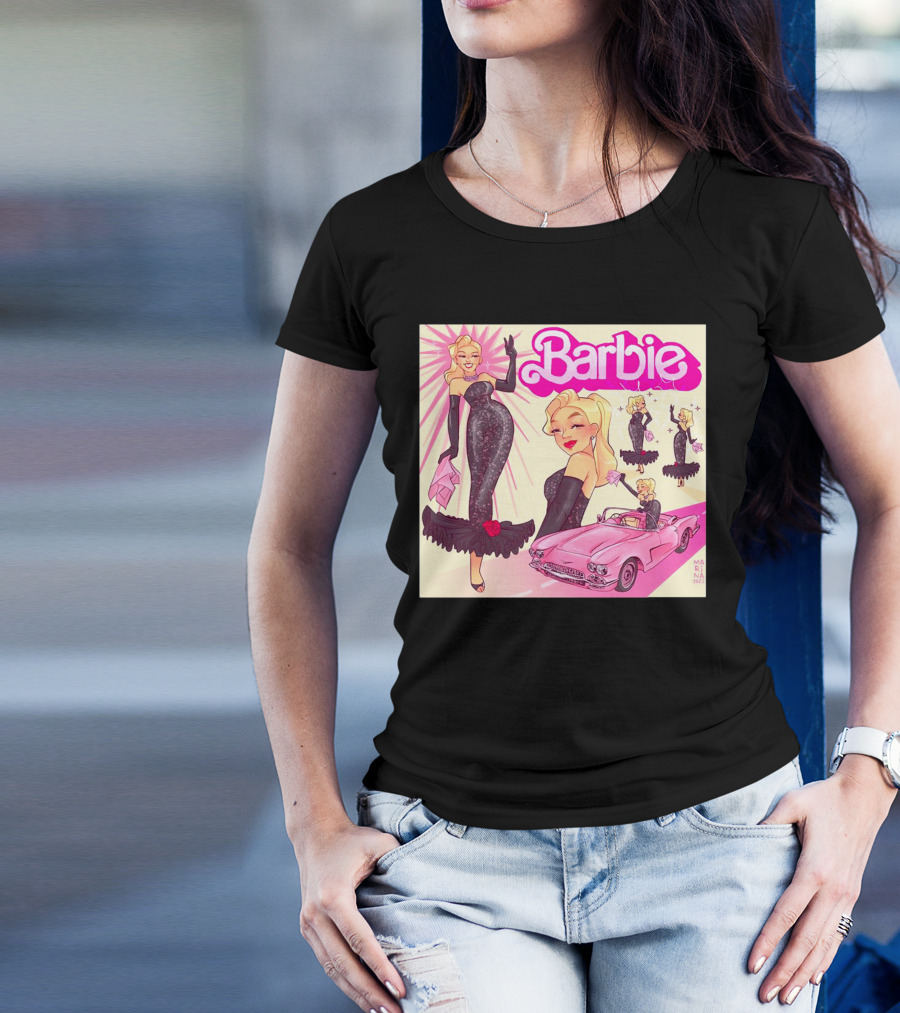 Barbie Glamorous Star With Pink Cadillac And Sparkling Dress T-Shirt