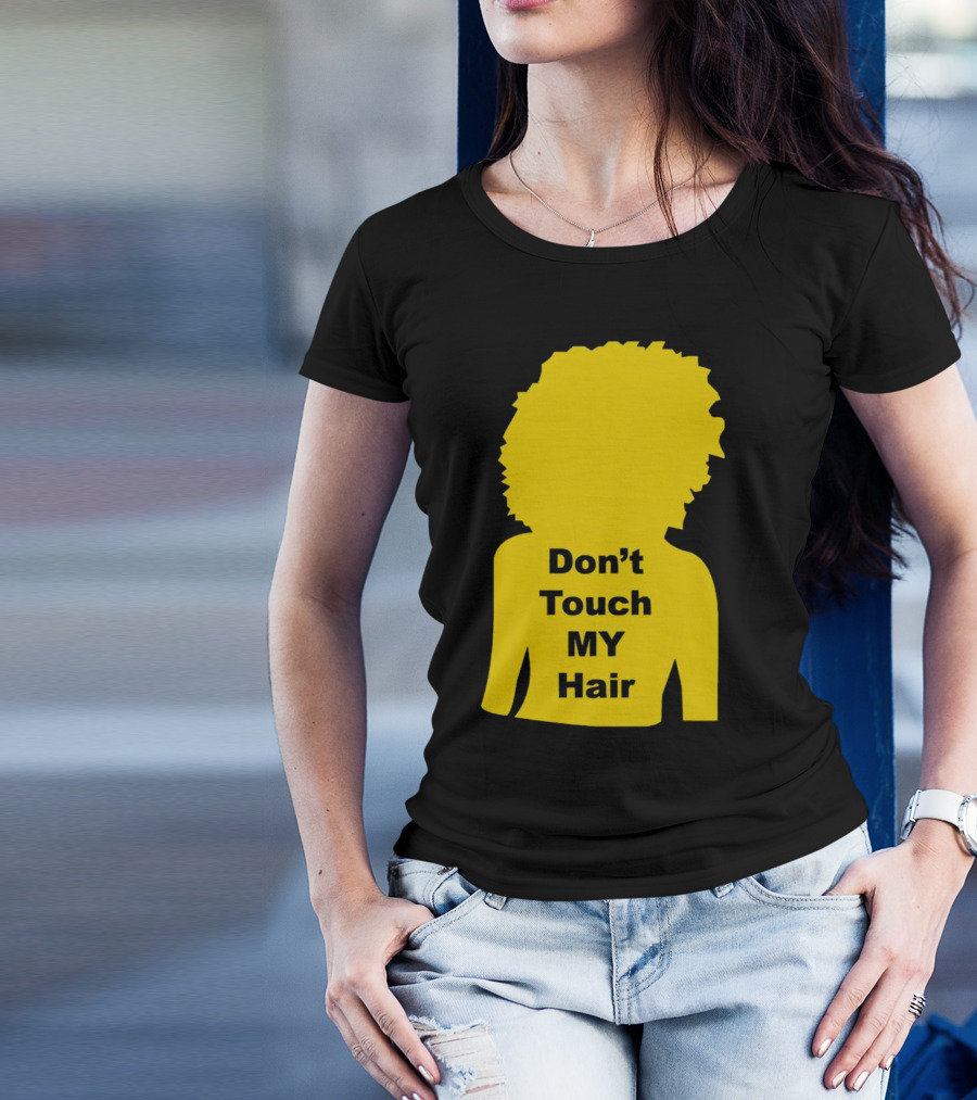 Don’t Touch My Hair Yellow Silhouette Afro Outline T-Shirt
