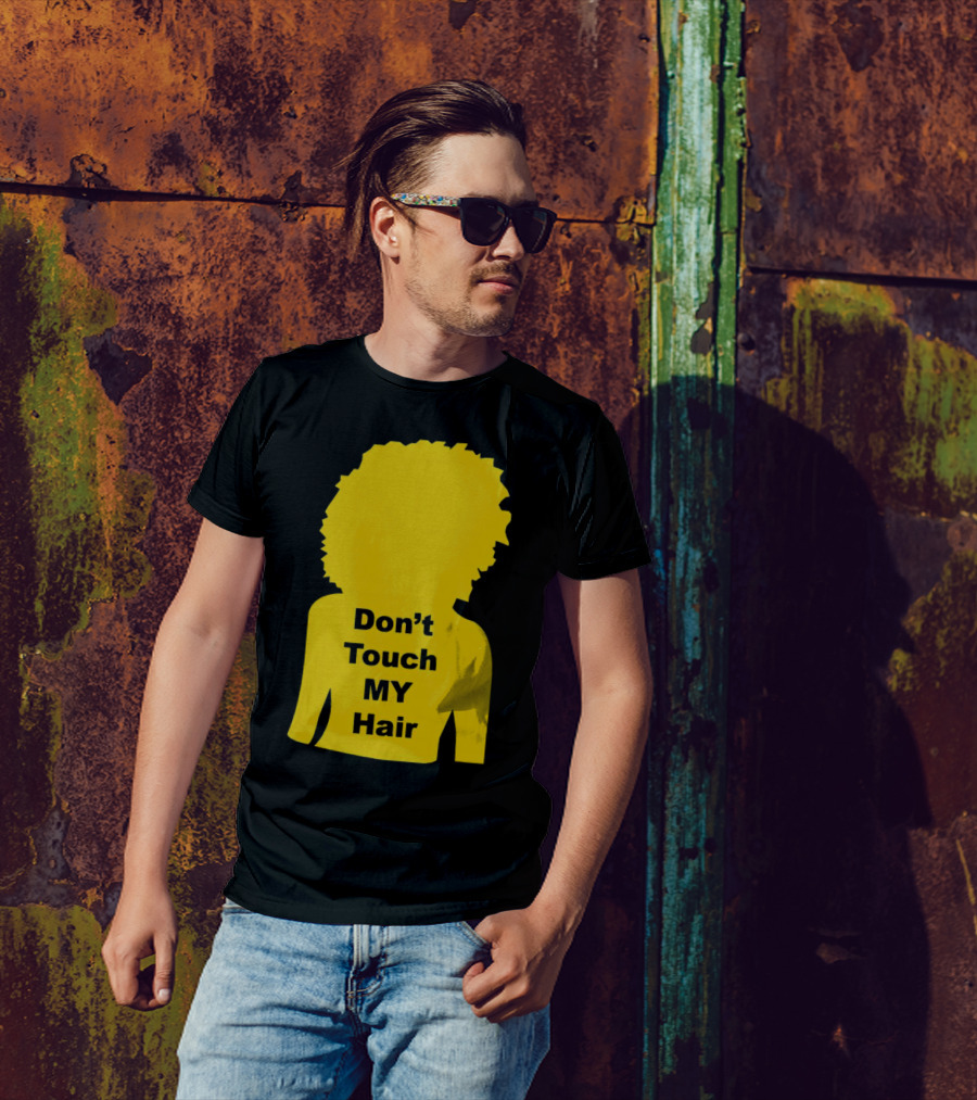 Don’t Touch My Hair Yellow Silhouette Afro Outline T-Shirt