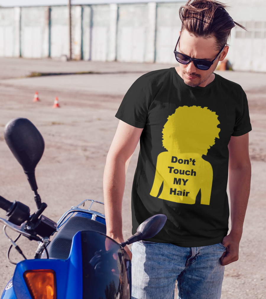Don’t Touch My Hair Yellow Silhouette Afro Outline T-Shirt