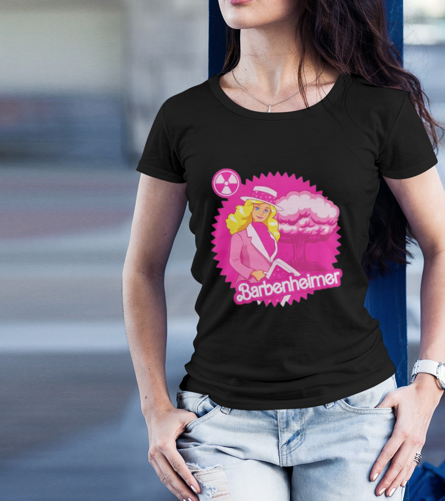 Barbenheimer Pink Explosion Icon With Radioactive T-Shirt