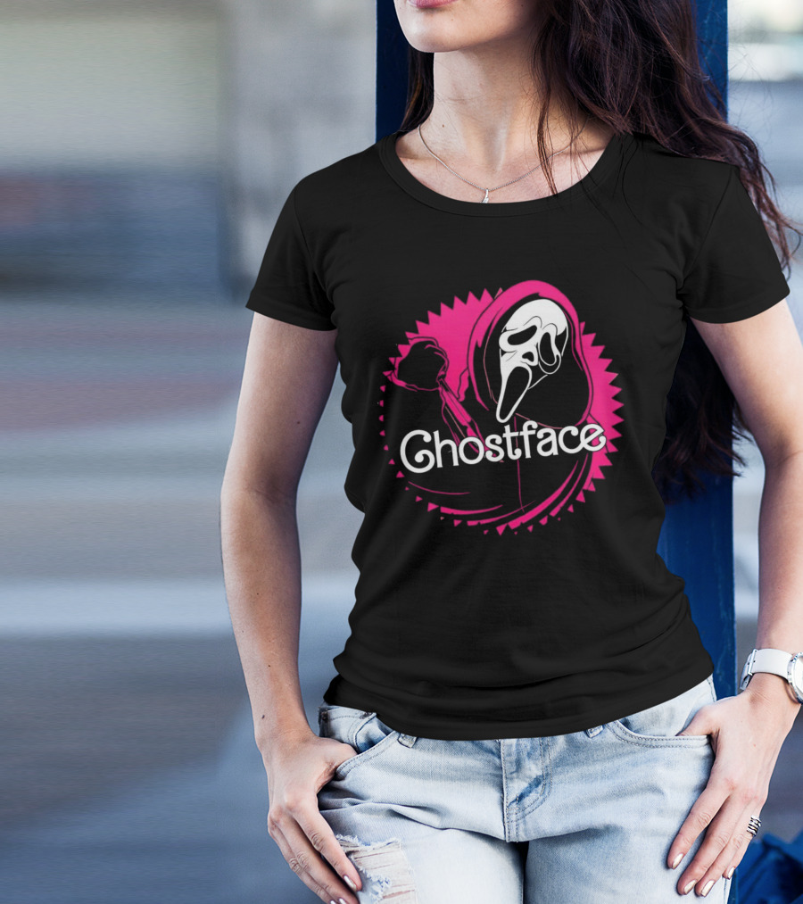 Ghostface Neon Pink Horror Icon In Vibrant T-Shirt