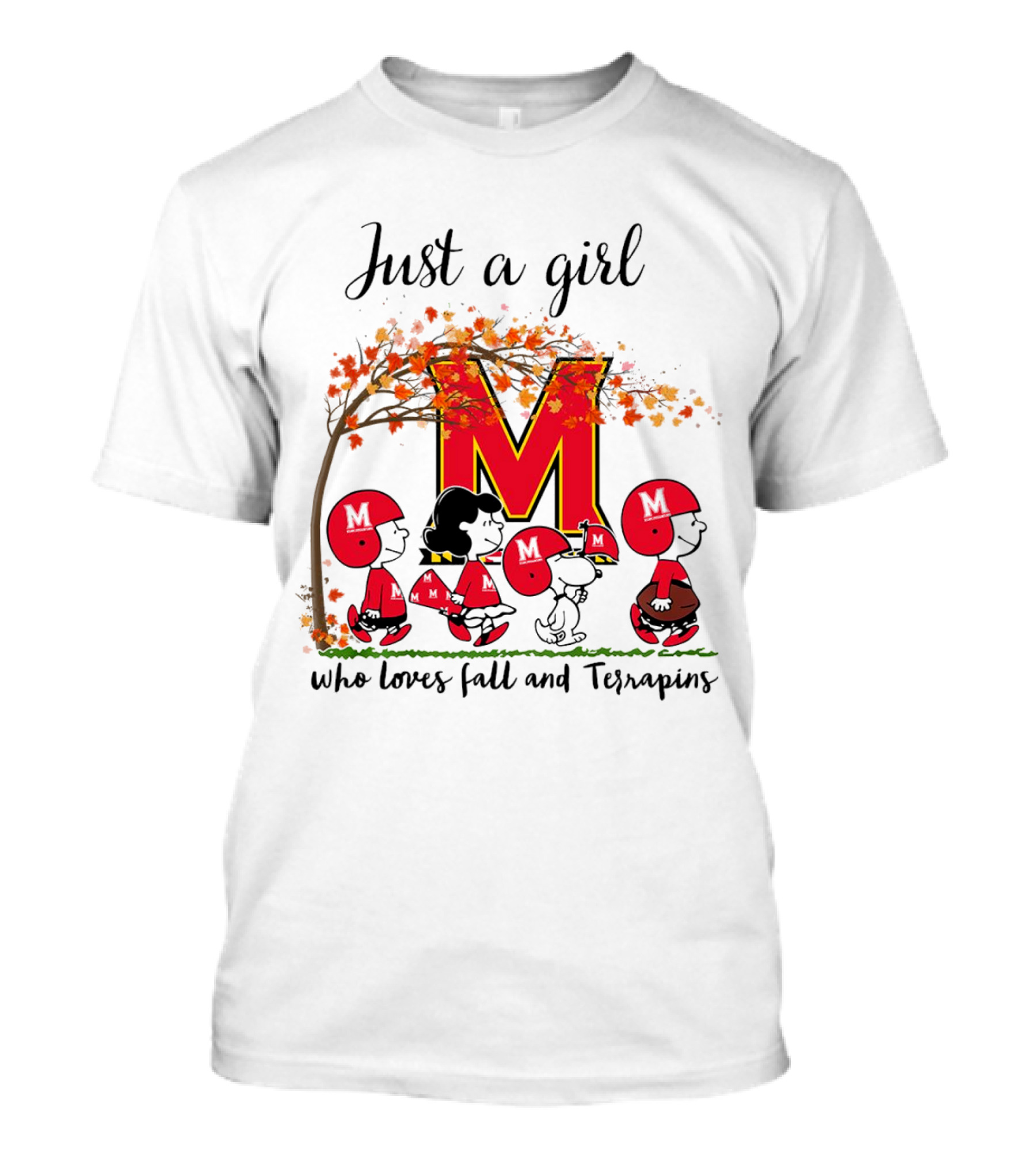 Just A Girl Who Loves Fall And Terrapins Peanuts Cartoon T-Shirt