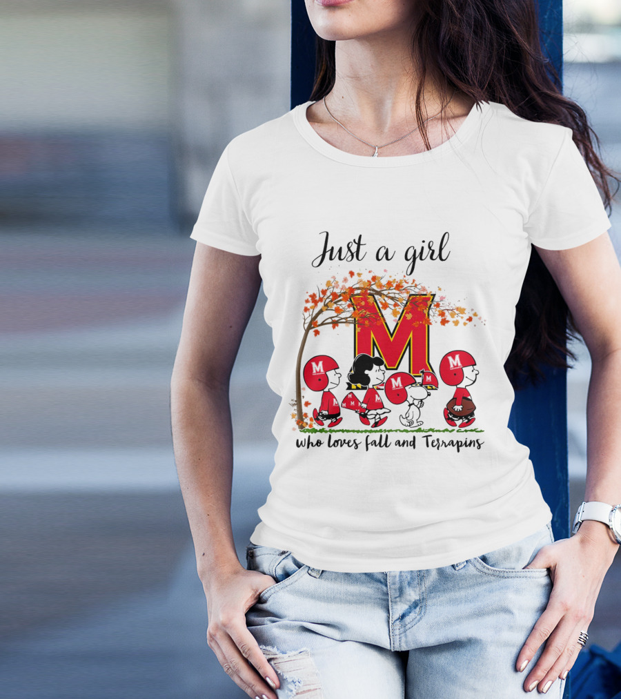 Just A Girl Who Loves Fall And Terrapins Peanuts Cartoon T-Shirt