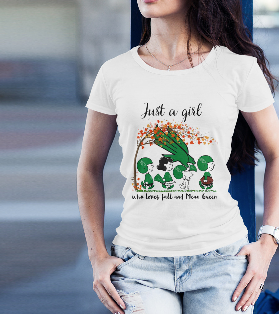 Just A Girl Who Loves Fall And Mean Green Peanuts Cartoon Football Halloween T-Shirt