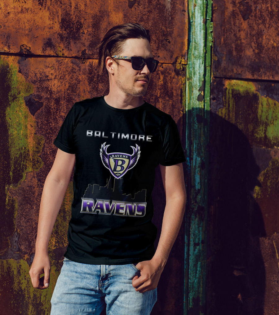Baltimore Ravens Skyline Logo Vintage Ravens T-Shirt