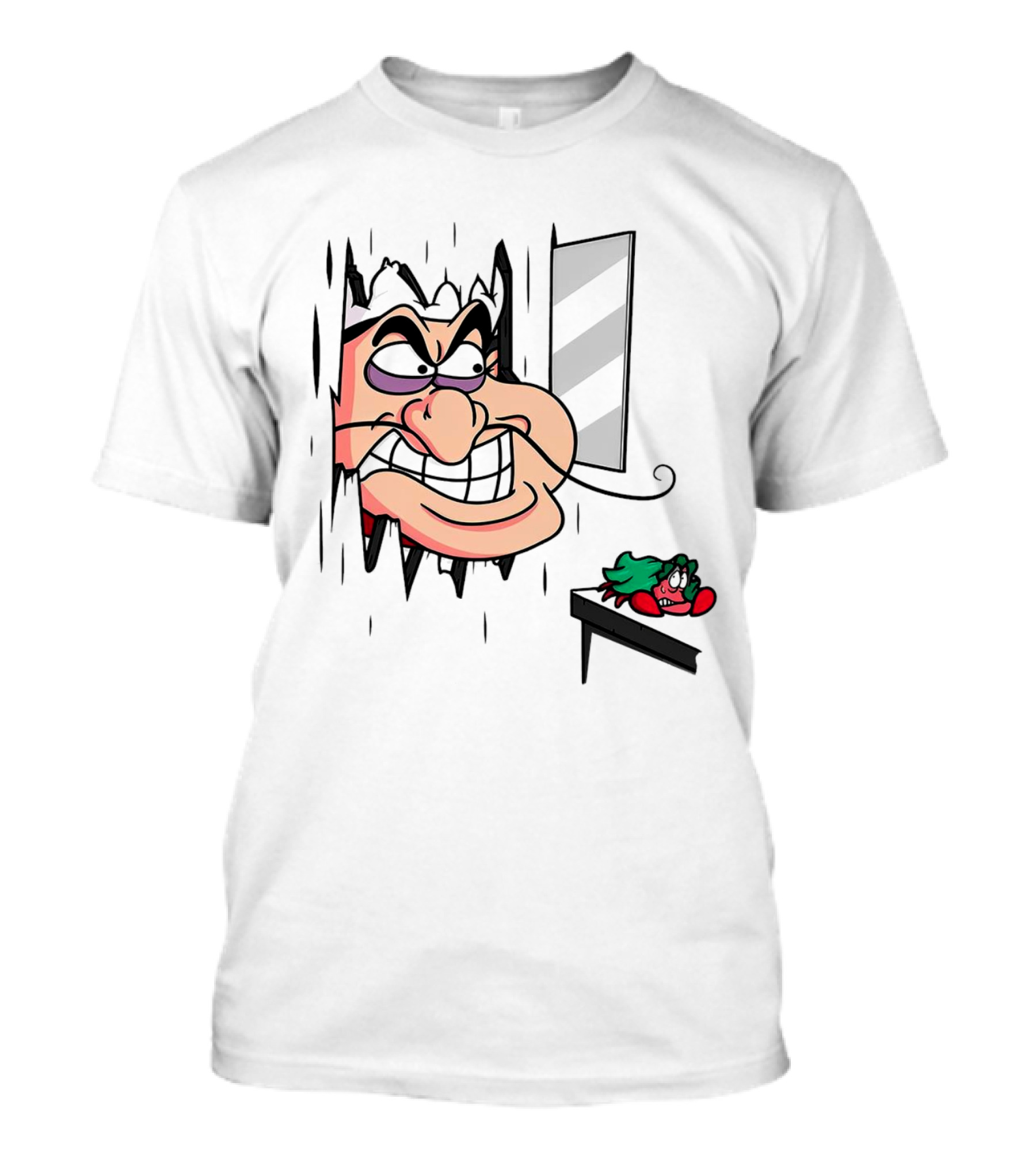 Chef Louis The Little Mermaid Cartoon Illustration With Louis Peeking Through Doorway T-Shirt