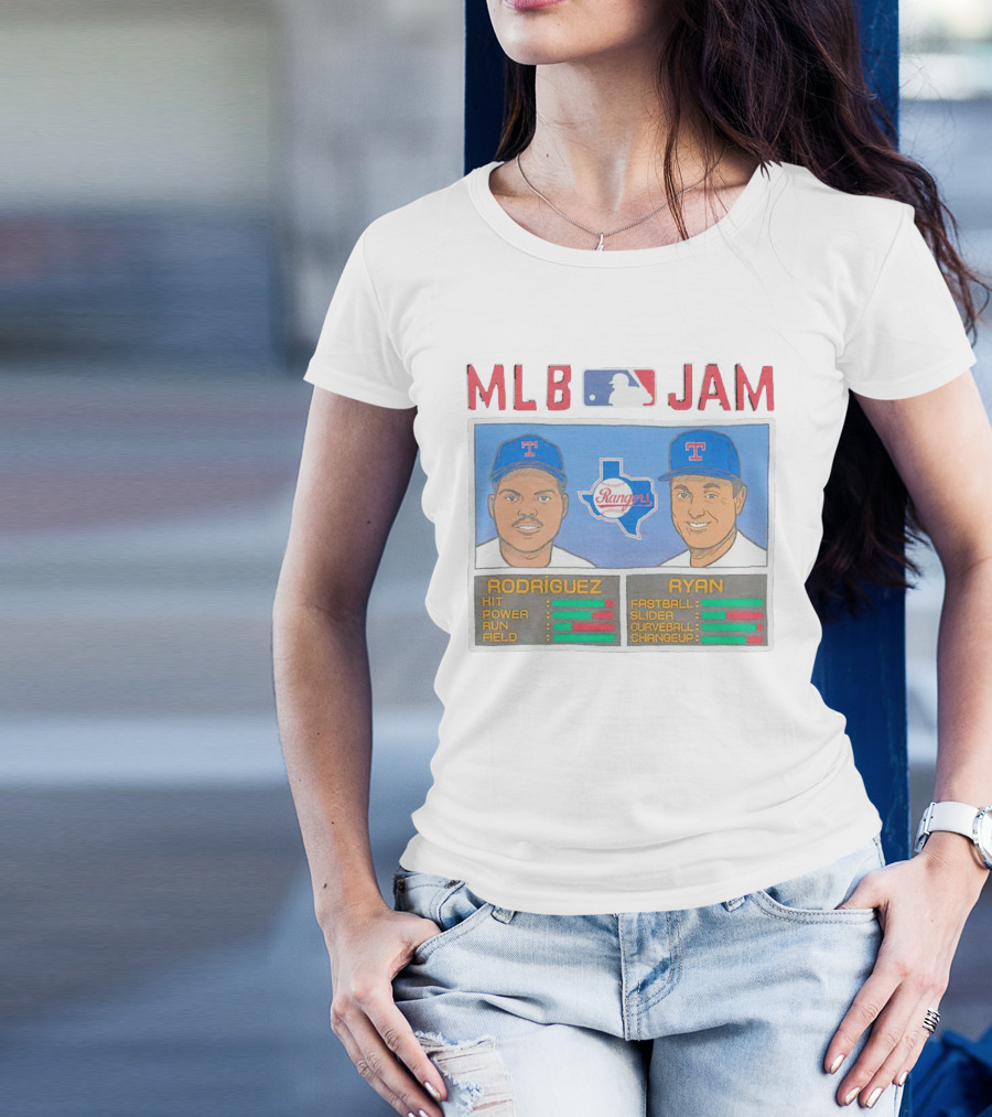 MLB Jam Texas Rangers Rodriguez And Ryan Baseball Stats T-Shirt