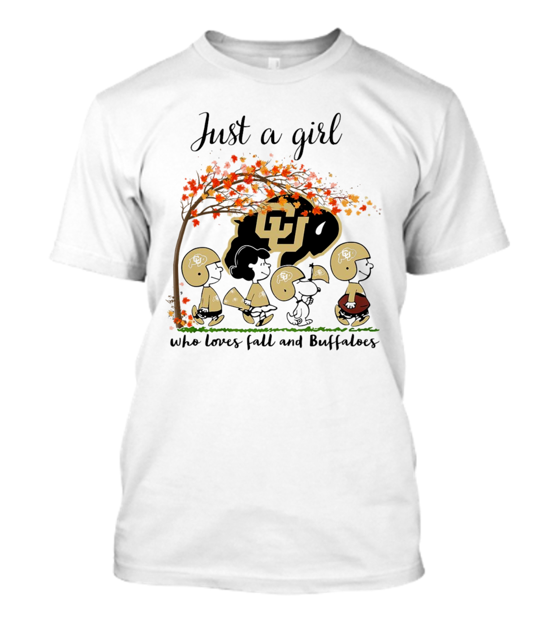 Just A Girl Who Loves Fall And Colorado Buffaloes Peanuts Cartoon T-Shirt