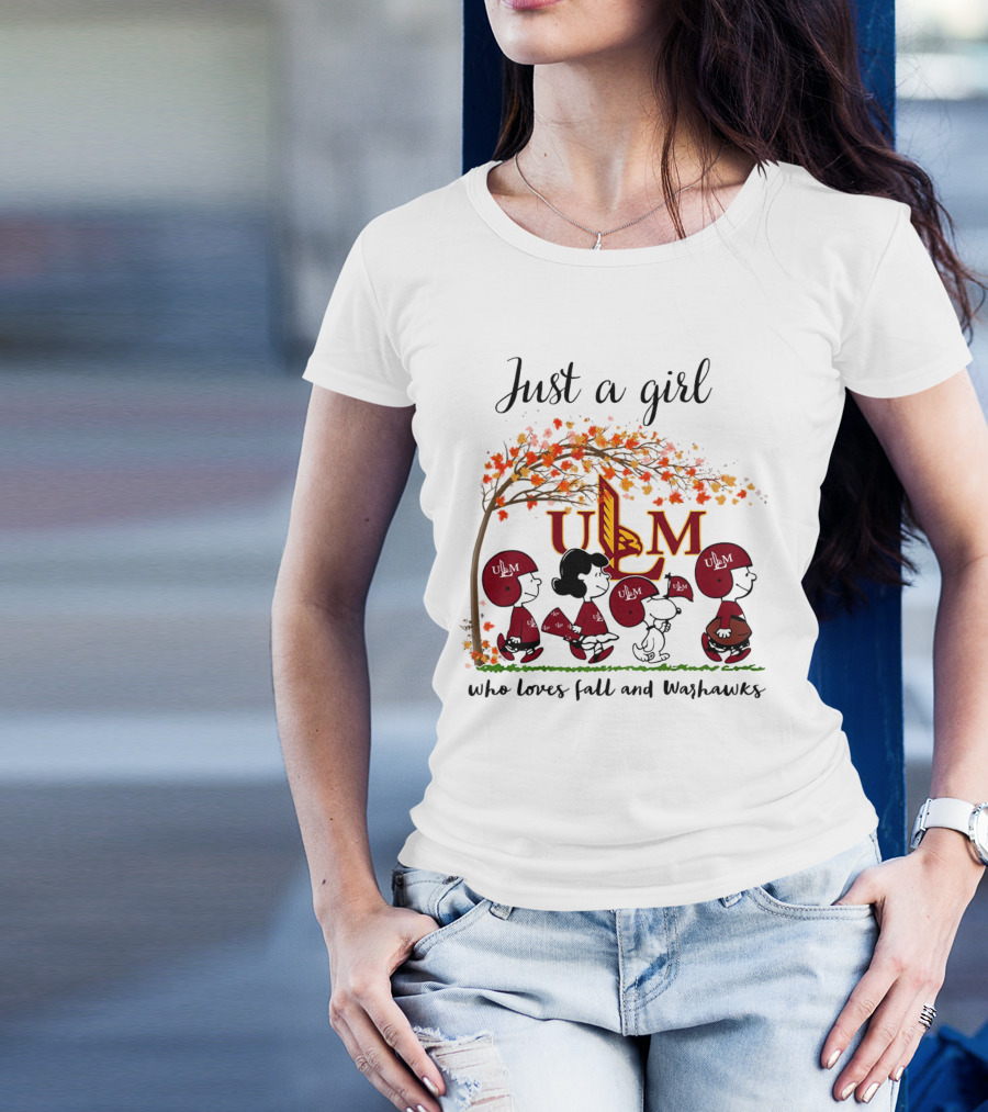 Just A Girl Who Loves Fall And ULM Warhawks T-Shirt