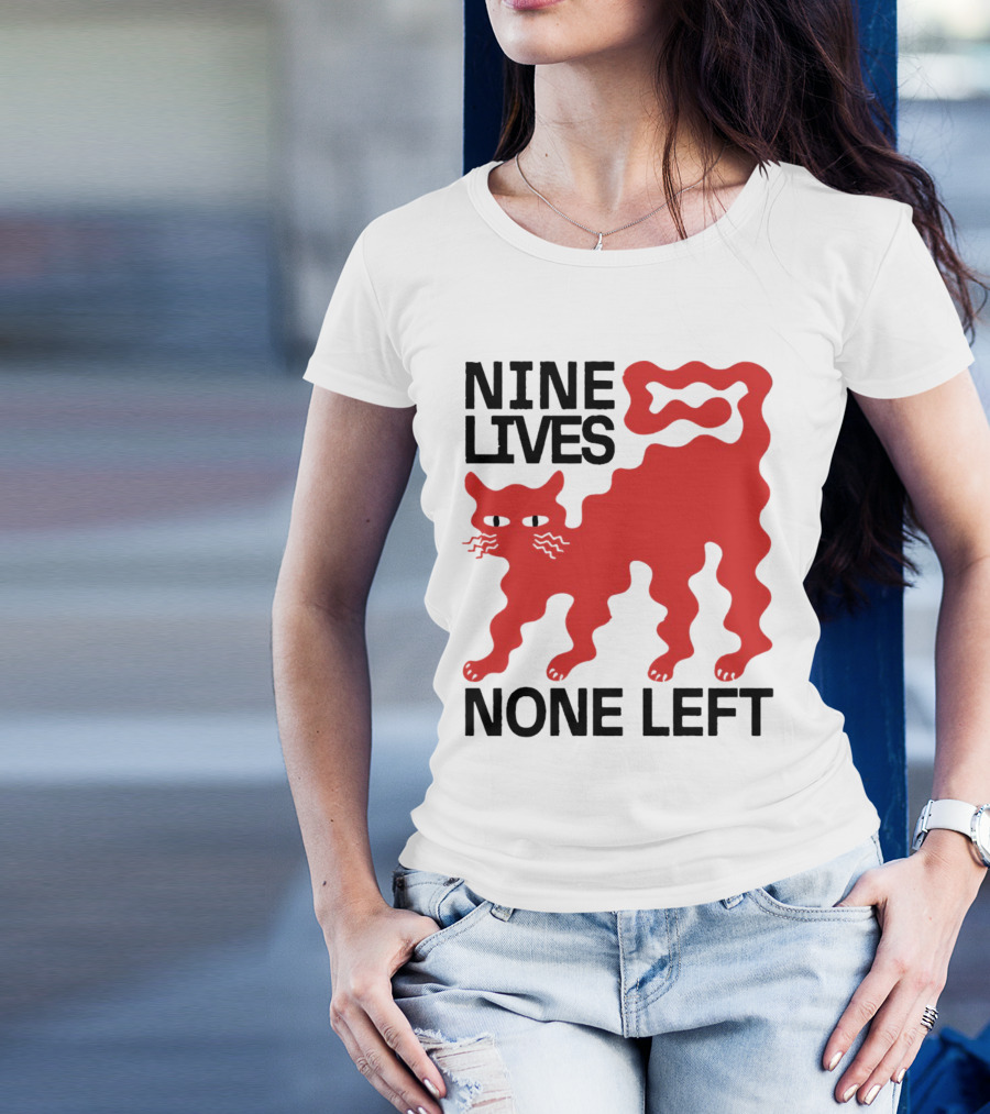 Nine Lives None Left Red Cat T-Shirt