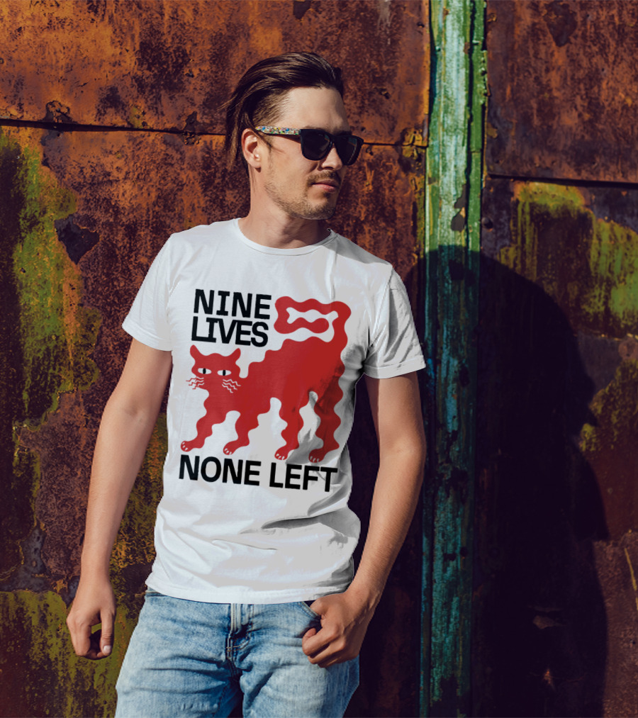 Nine Lives None Left Red Cat T-Shirt