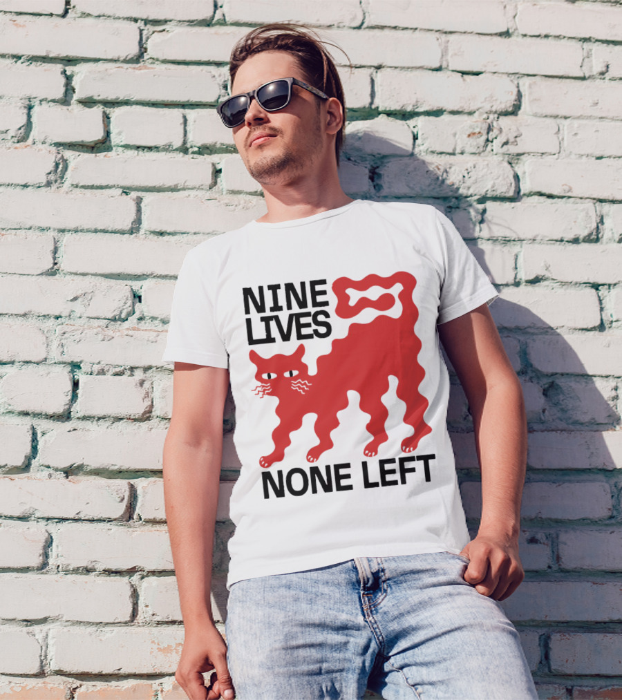 Nine Lives None Left Red Cat T-Shirt