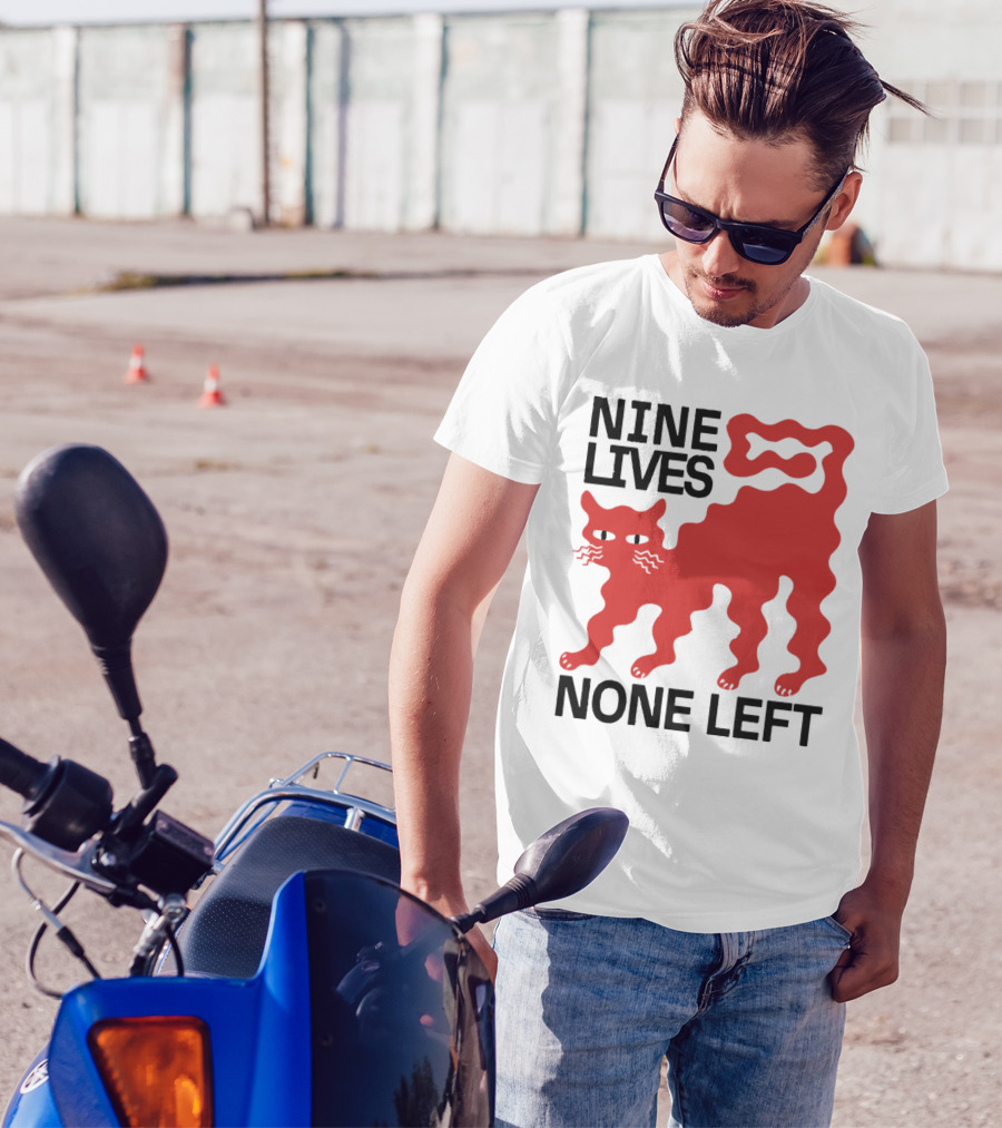 Nine Lives None Left Red Cat T-Shirt