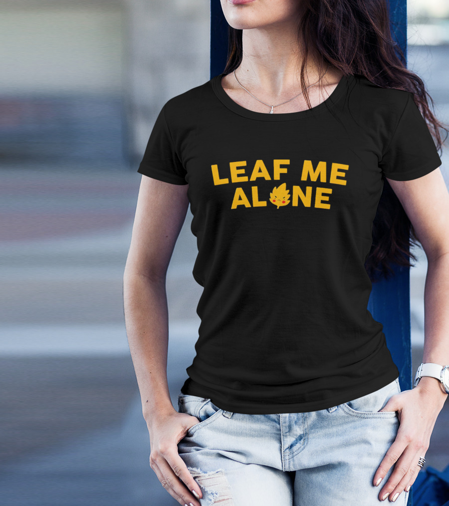 Leaf Me Alone Cute Leaf Face Cartoon T-Shirt