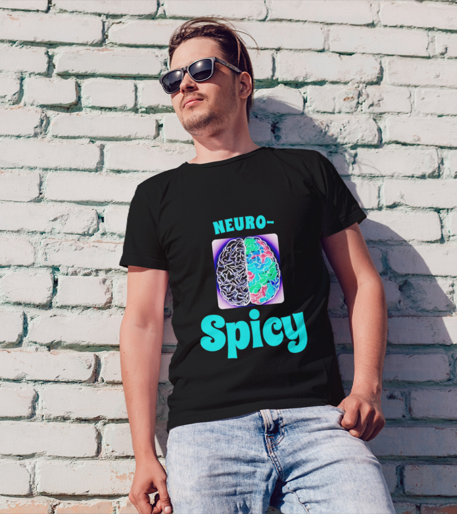 Neuro-Spicy Brains Vibrant Colorful Brain T-Shirt