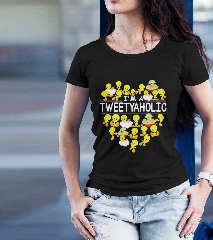 I'm A Tweetyaholic Heart Design Featuring Multiple Tweety Bird Poses T-Shirt
