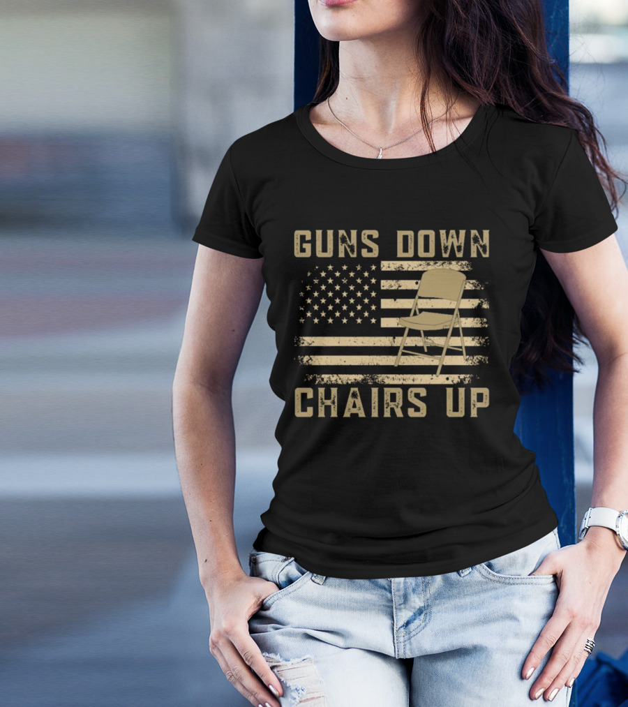 Guns Down Chairs Up American Flag Montgomery Alabama Brawl T-Shirt