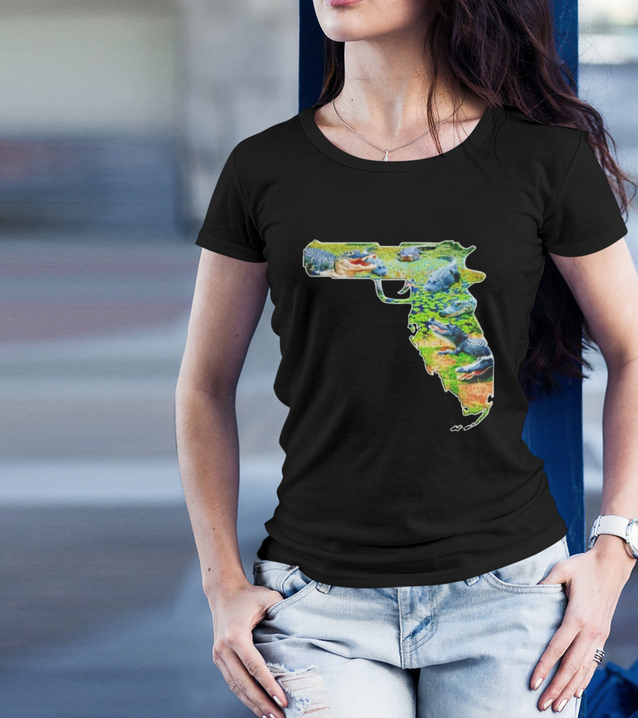 Florida Alligator Shape Gun T-Shirt